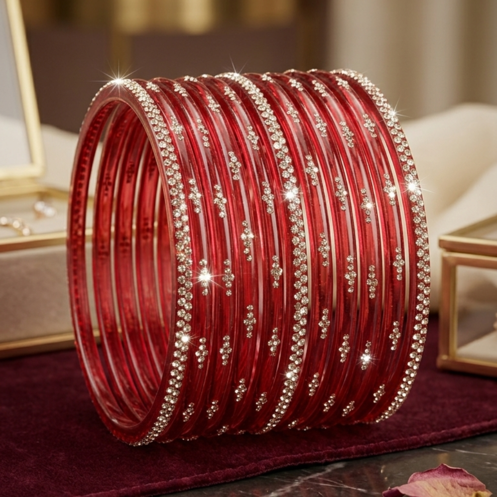 Ruby Red Glass Bangles