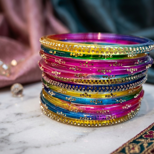 Dark MultiColor Glass Bangles