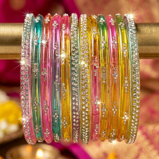 Light MultiColor Glass Bangles