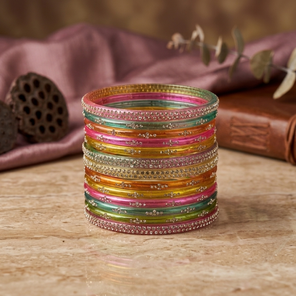 Light MultiColor Glass Bangles