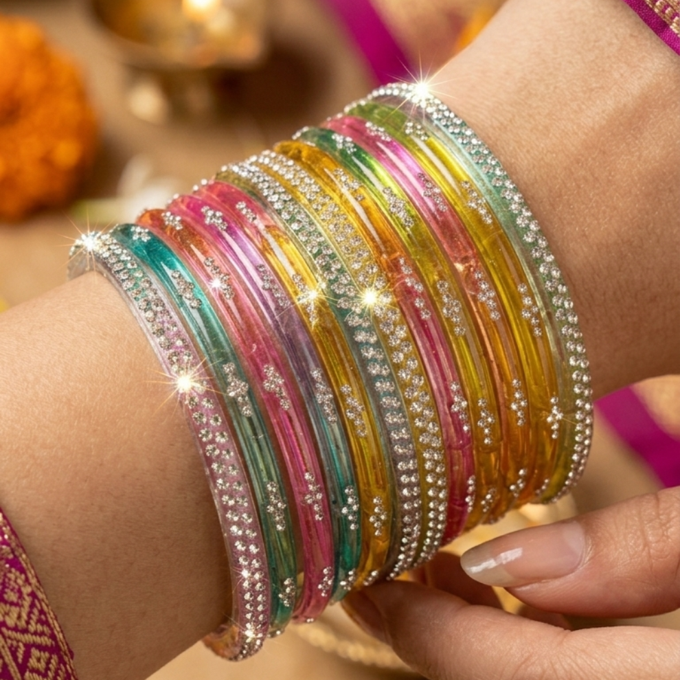 Light MultiColor Glass Bangles