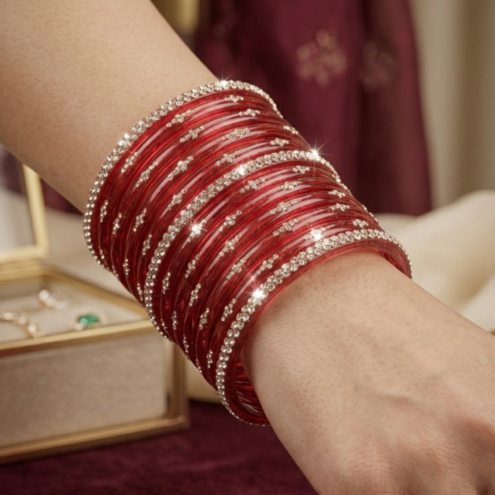 Ruby Red Glass Bangles