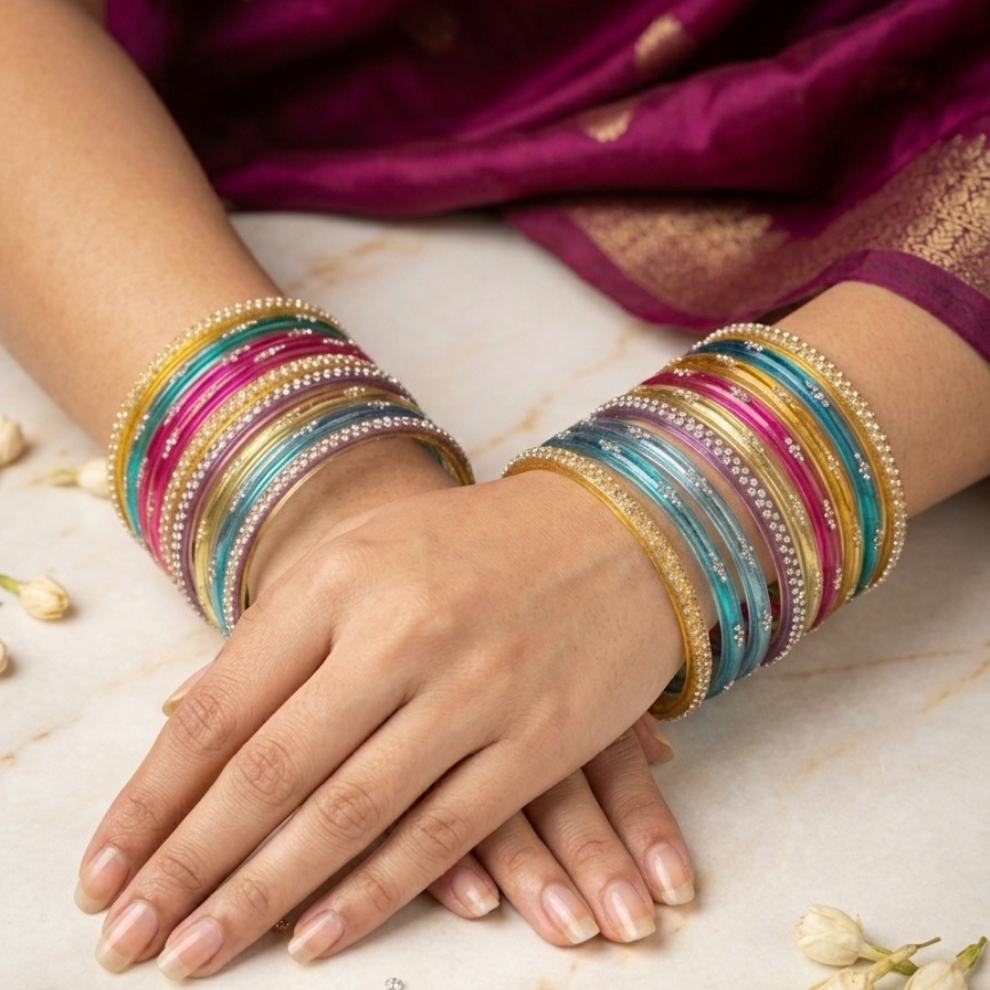 Light MultiColor Glass Bangles
