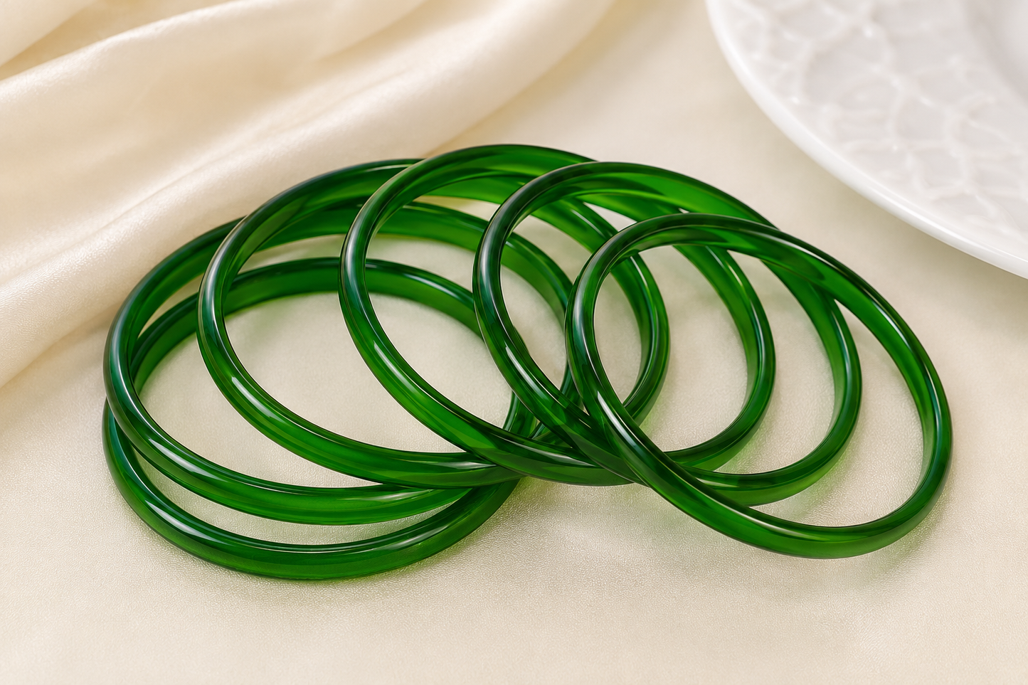 Green glass Bangles