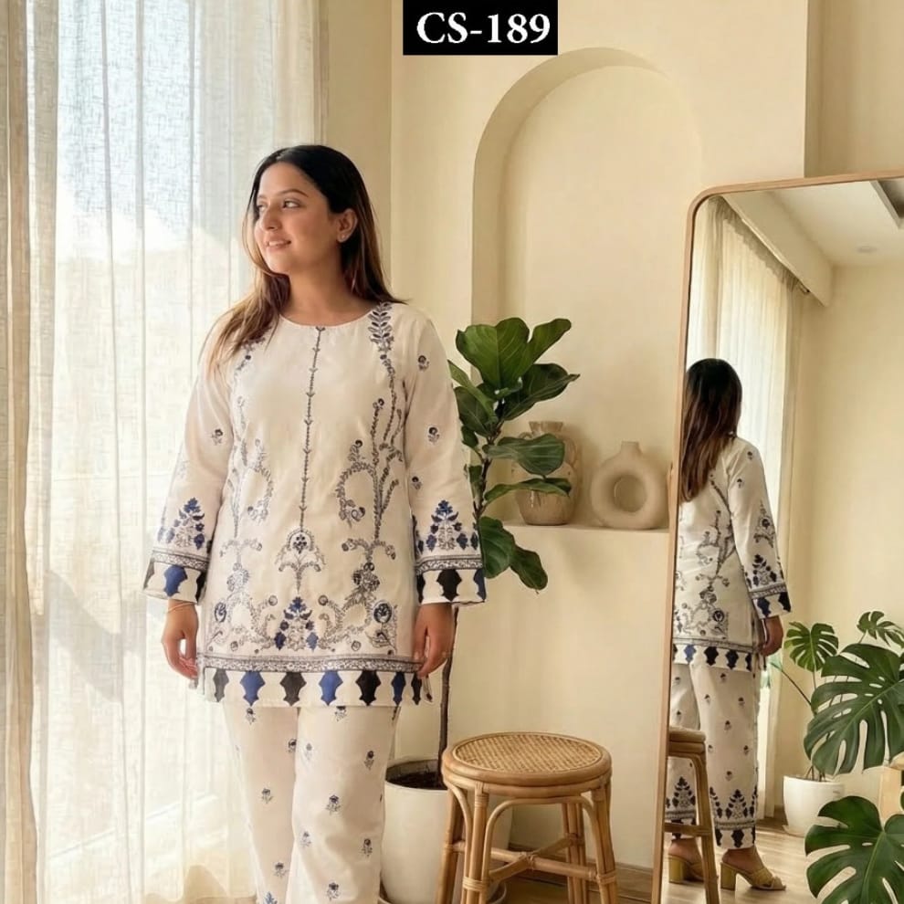 Ivory Azure Rayon Co-ord Set