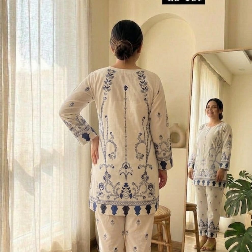 Ivory Azure Rayon Co-ord Set