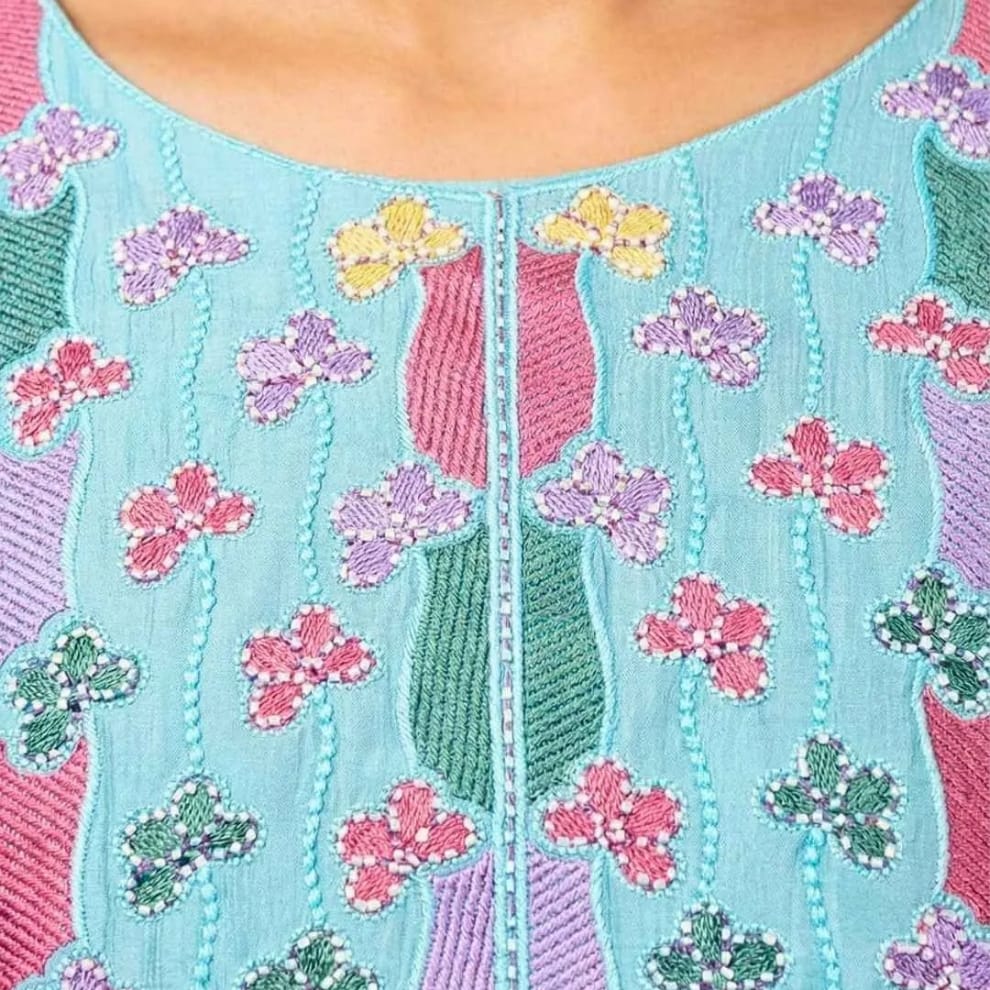 Blue Blush Bloom Cotton Suit Set