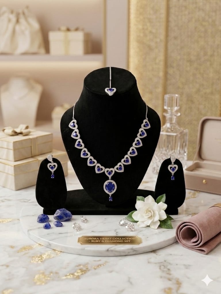 Aurora Heart AD Jewellery Set with Mangtika