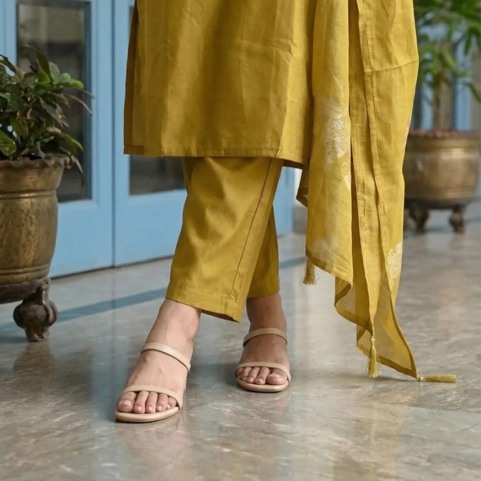 Mustard Premium Readymade Suit (Silk Fabric with Cotton Lining)