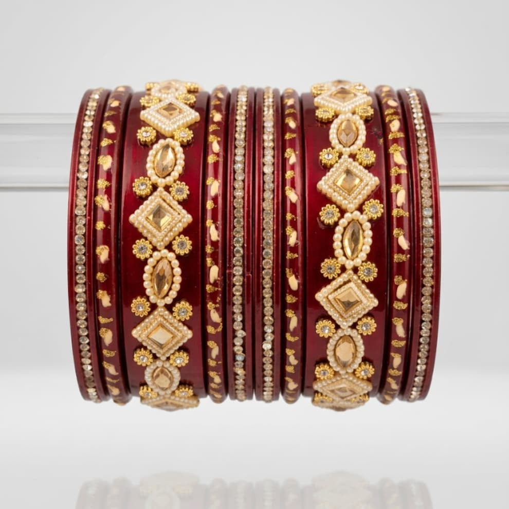 Lac Maroon Apsara Bangles