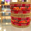 Red Handprinted Lac Bangles Set – Meenakari Style