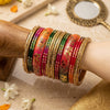Multicolour Handprinted Lac Bangles Set – Meenakari Style