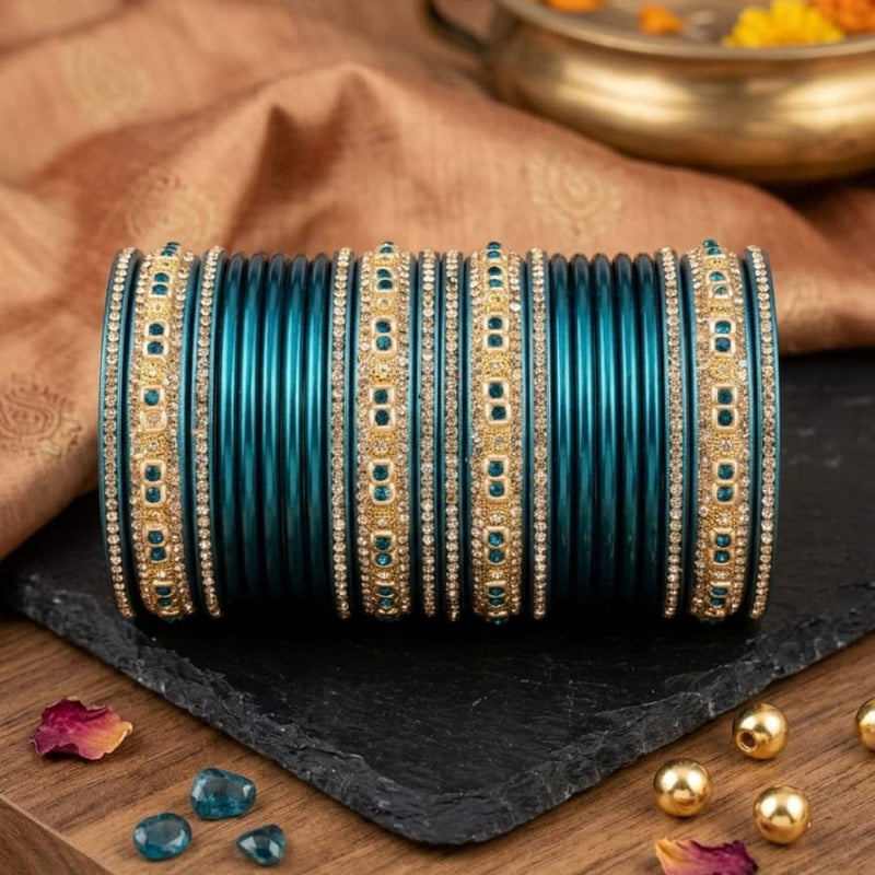 Royal Ruby Punjabi Lac Chooda Set -  Blue