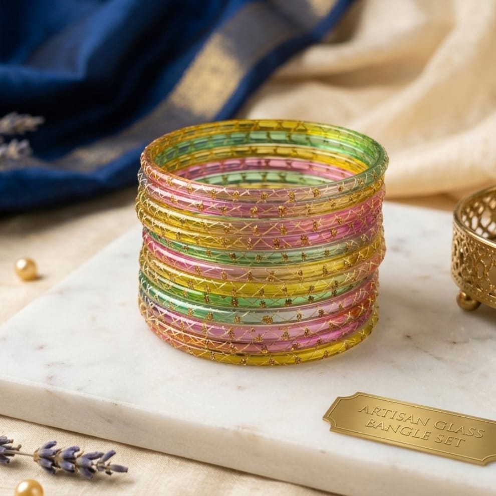 Lahariya Designer Glass Bangles - Light Multi