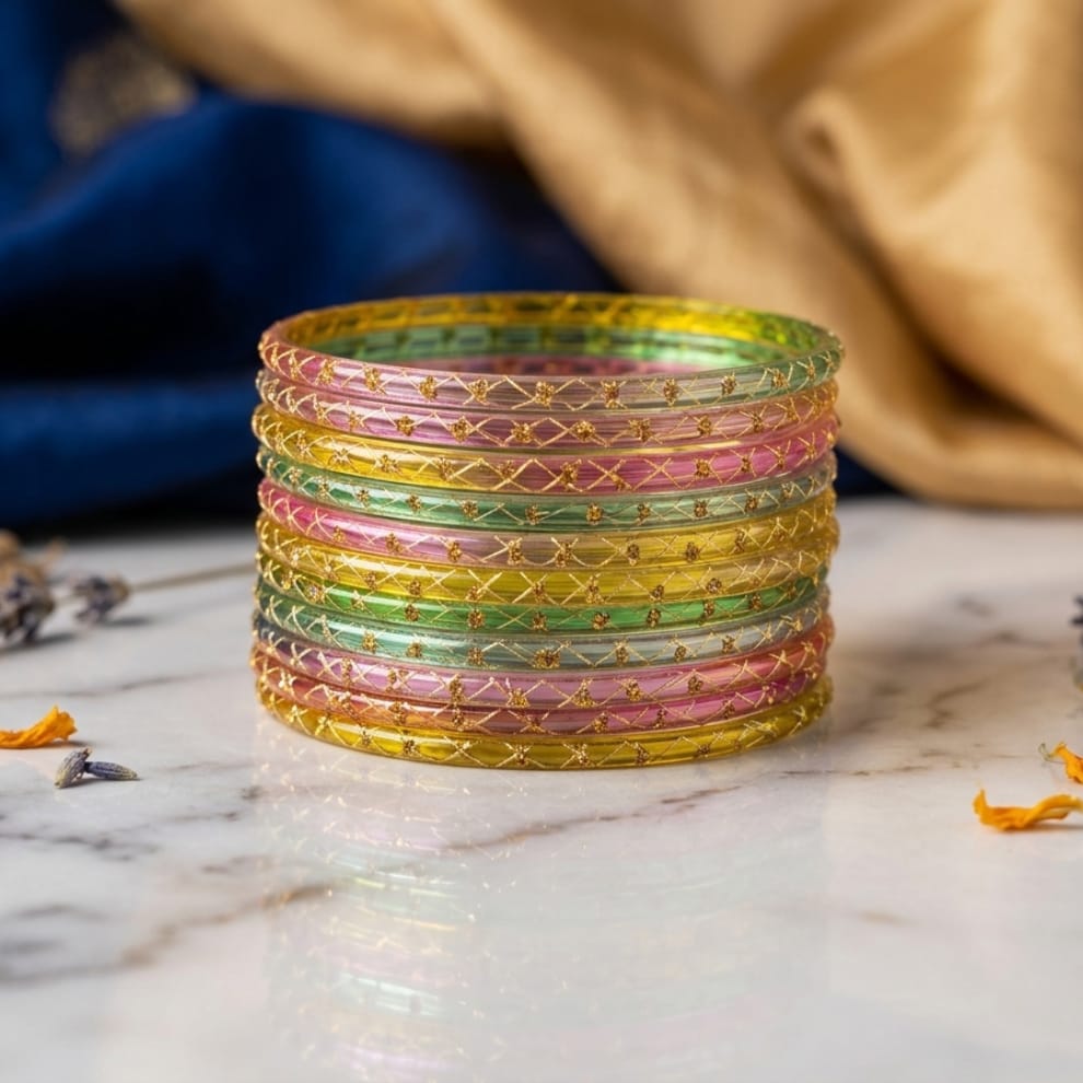 Lahariya Designer Glass Bangles - Light Multi