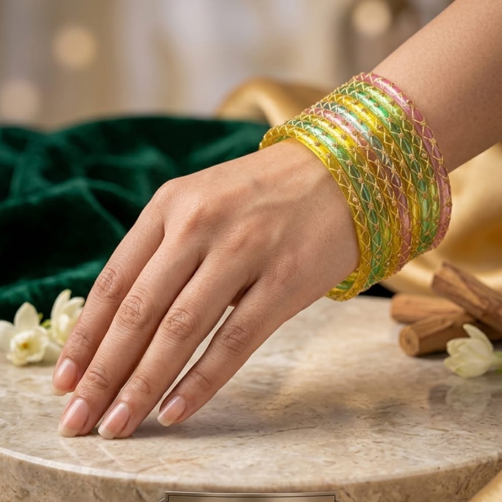 Lahariya Designer Glass Bangles - Light Multi