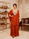 Rust Royale Embroidered Kaftan Palazzo Set