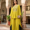 Chinon Embroidered Kaftan & Palazzo Set – Yellow