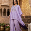 Chinon Embroidered Kaftan & Palazzo Set – Purple