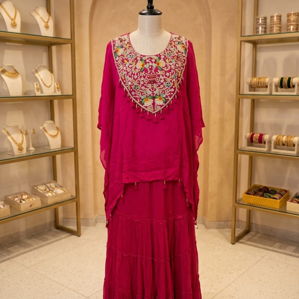 Rani Royale Embroidered Kaftan & Tiered Palazzo Set