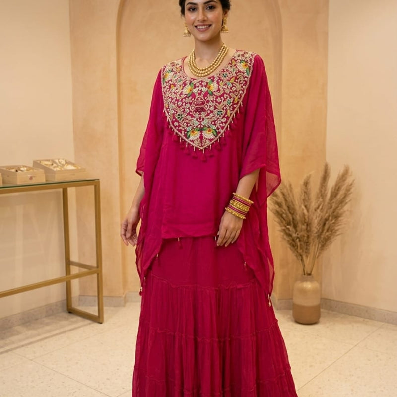 Rani Royale Embroidered Kaftan & Tiered Palazzo Set
