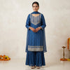 Royal Blue Mirror Work Kurta Palazzo Set