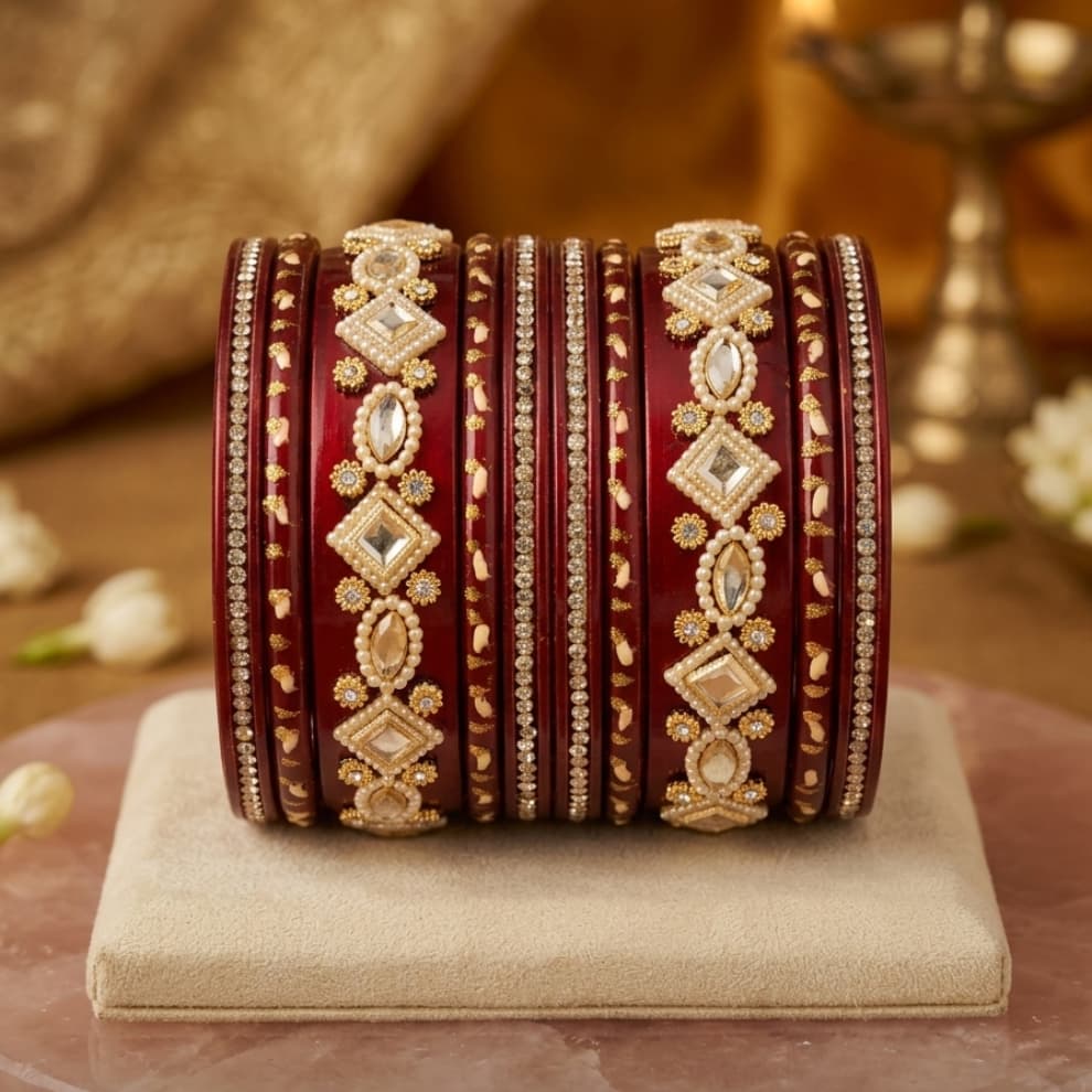 Lac Maroon Apsara Bangles