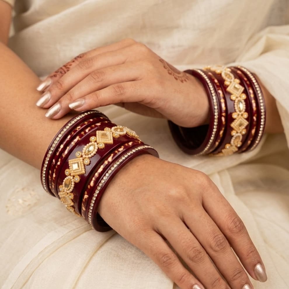 Lac Maroon Apsara Bangles