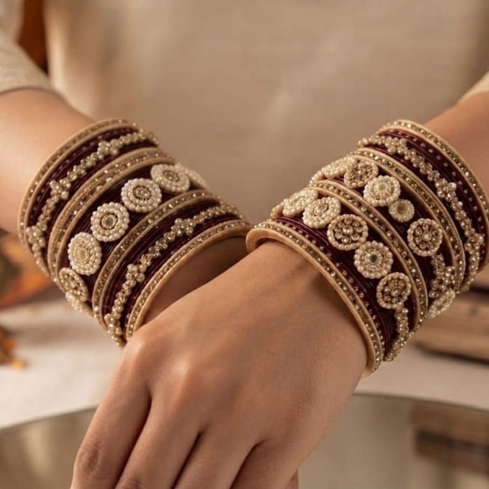 Royal MaroonHeritage Premium Lac Chuda Set