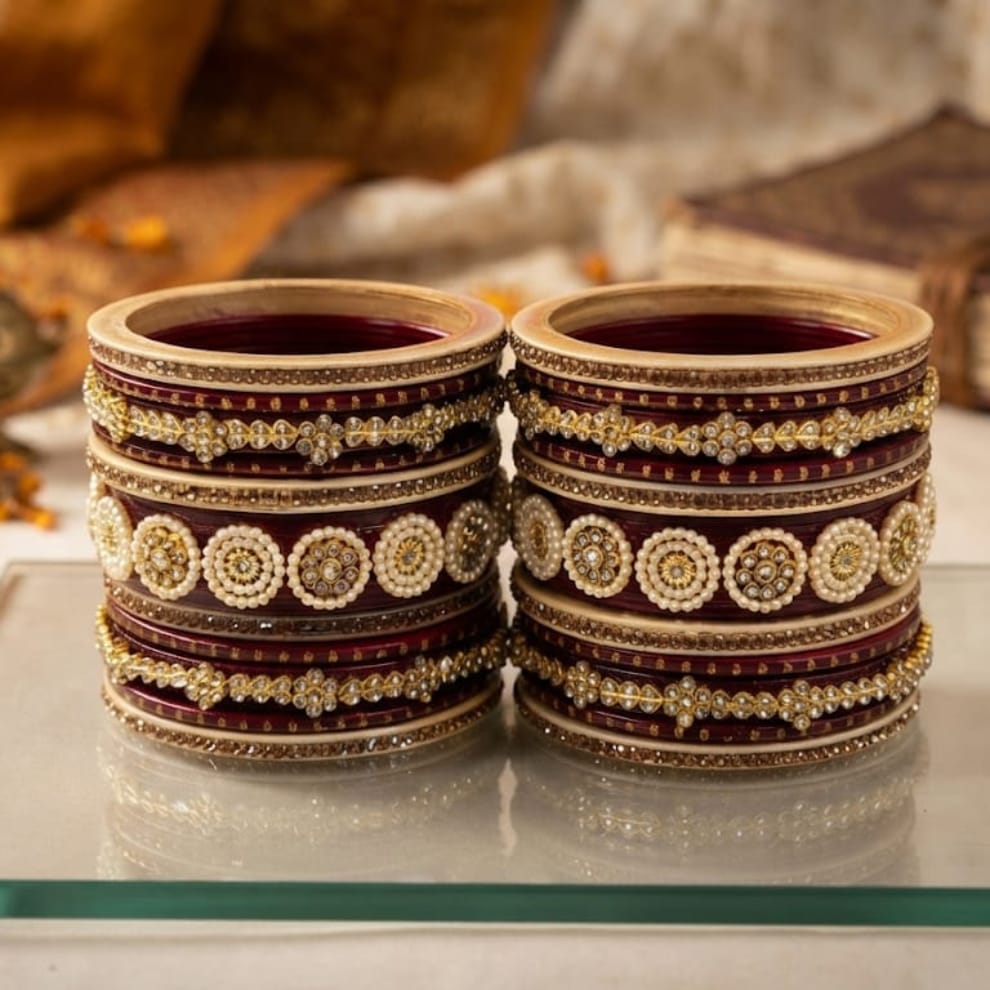 Royal MaroonHeritage Premium Lac Chuda Set