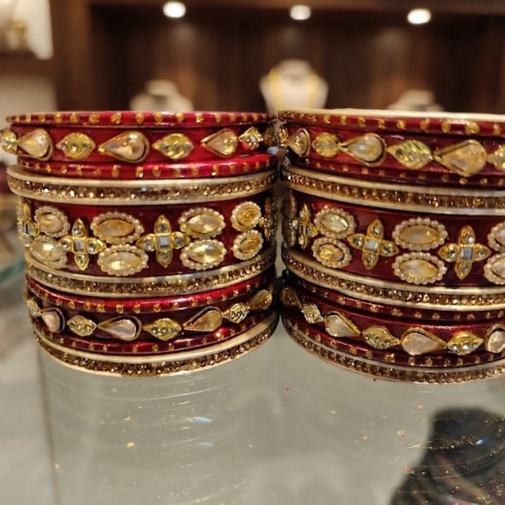 Royal Red Kundan Lac Chuda Set – Traditional Bridal Collection
