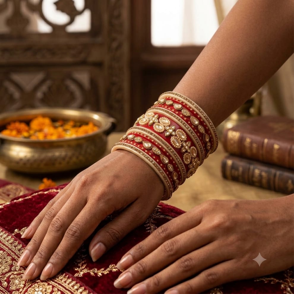 Royal Red Kundan Lac Chuda Set – Traditional Bridal Collection