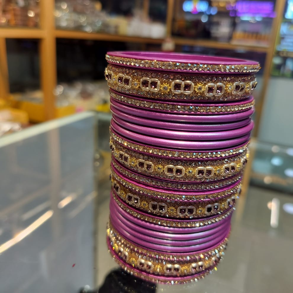 Royal Ruby Punjabi Lac Chooda Set - Lavendar