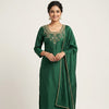 Green Emerald Noor Embroidered Silk Suit Set with Dupatta