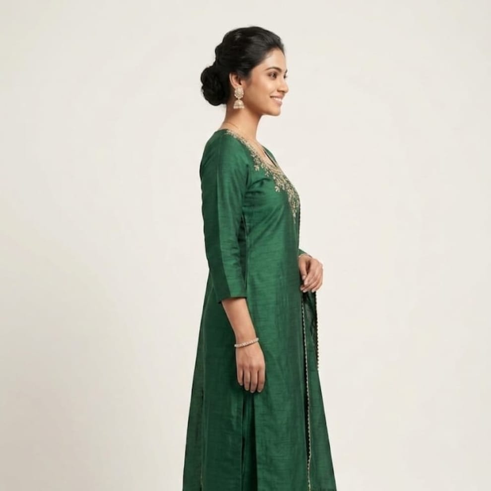 Green Emerald Noor Embroidered Silk Suit Set with Dupatta