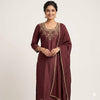 Maroon Emerald Noor Embroidered Silk Suit Set with Dupatta