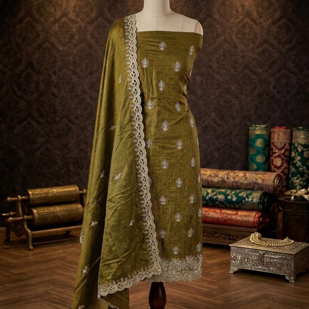 Olive Royale Shimmer Suit Set