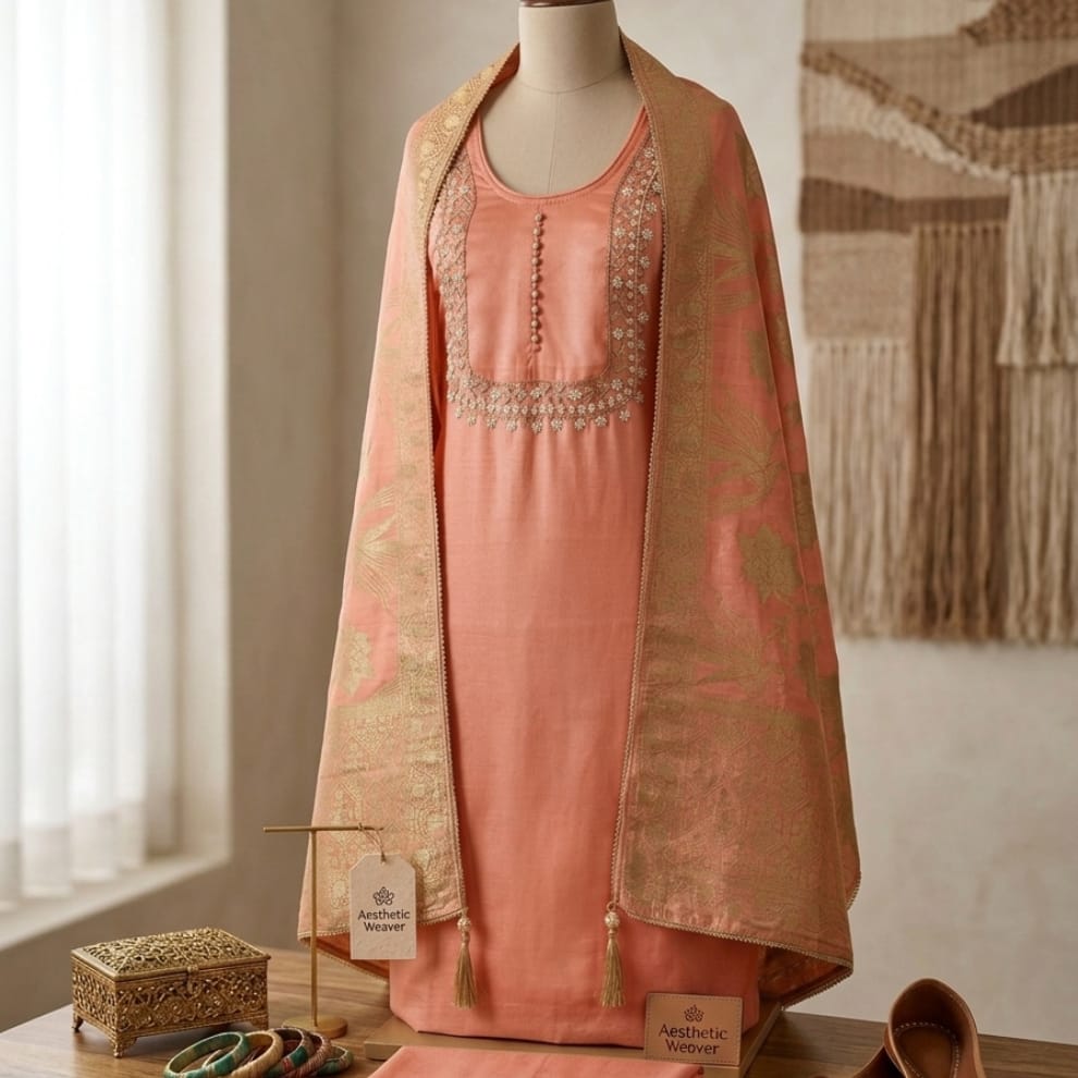 Peach Gulnaar Noor Unstitched Suit