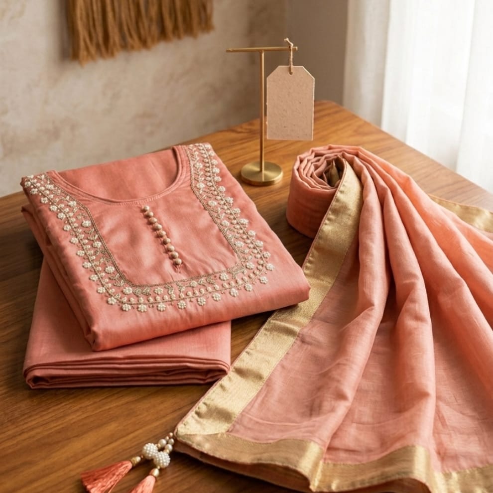 Peach Gulnaar Noor Unstitched Suit