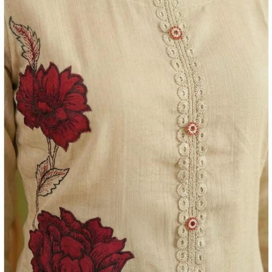 Ruby Blossom Embroidered Viscose Suit Set