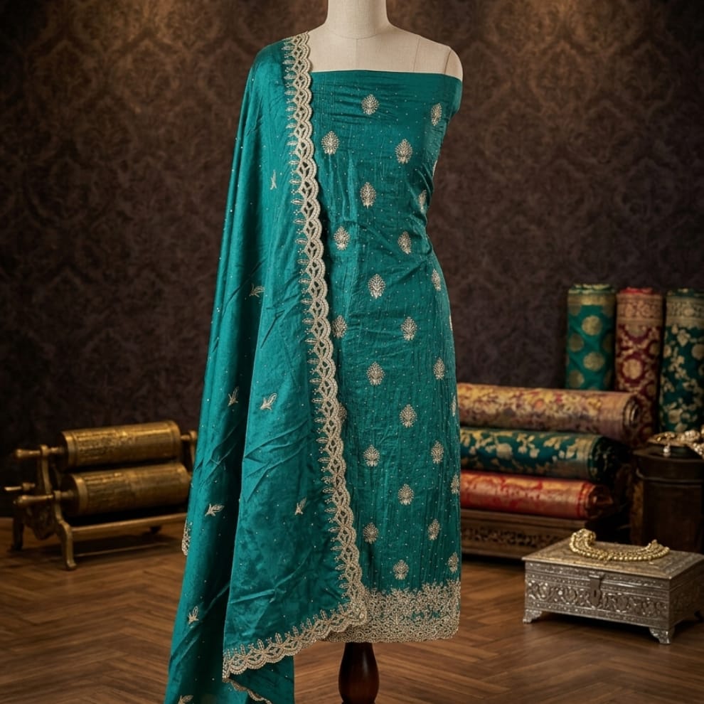 Teal Blue Royale Shimmer Suit Set