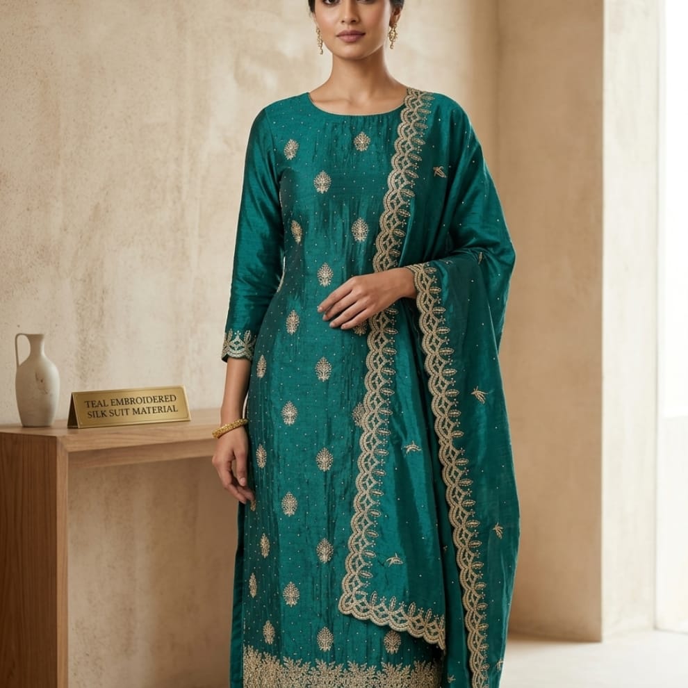 Teal Blue Royale Shimmer Suit Set