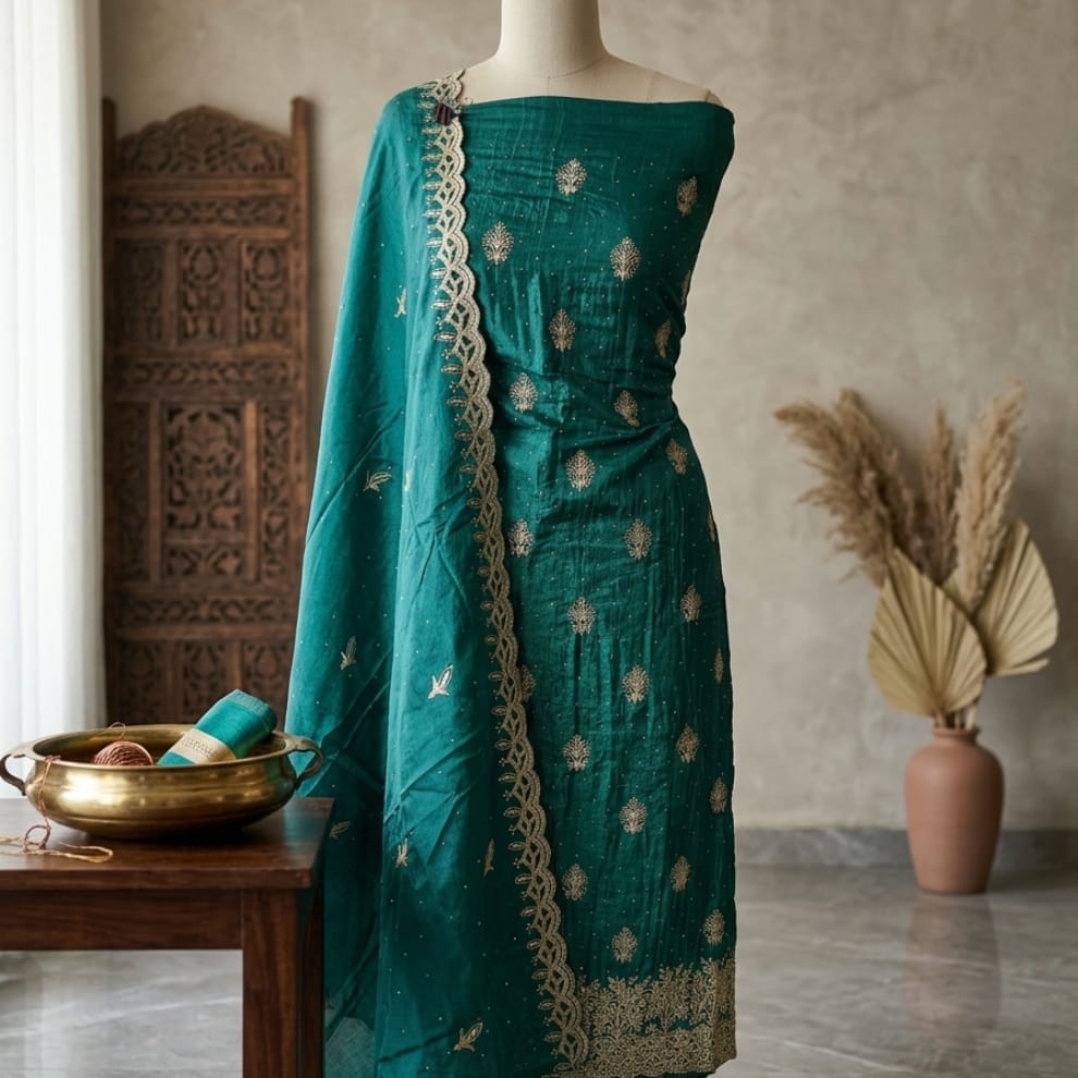 Teal Blue Royale Shimmer Suit Set