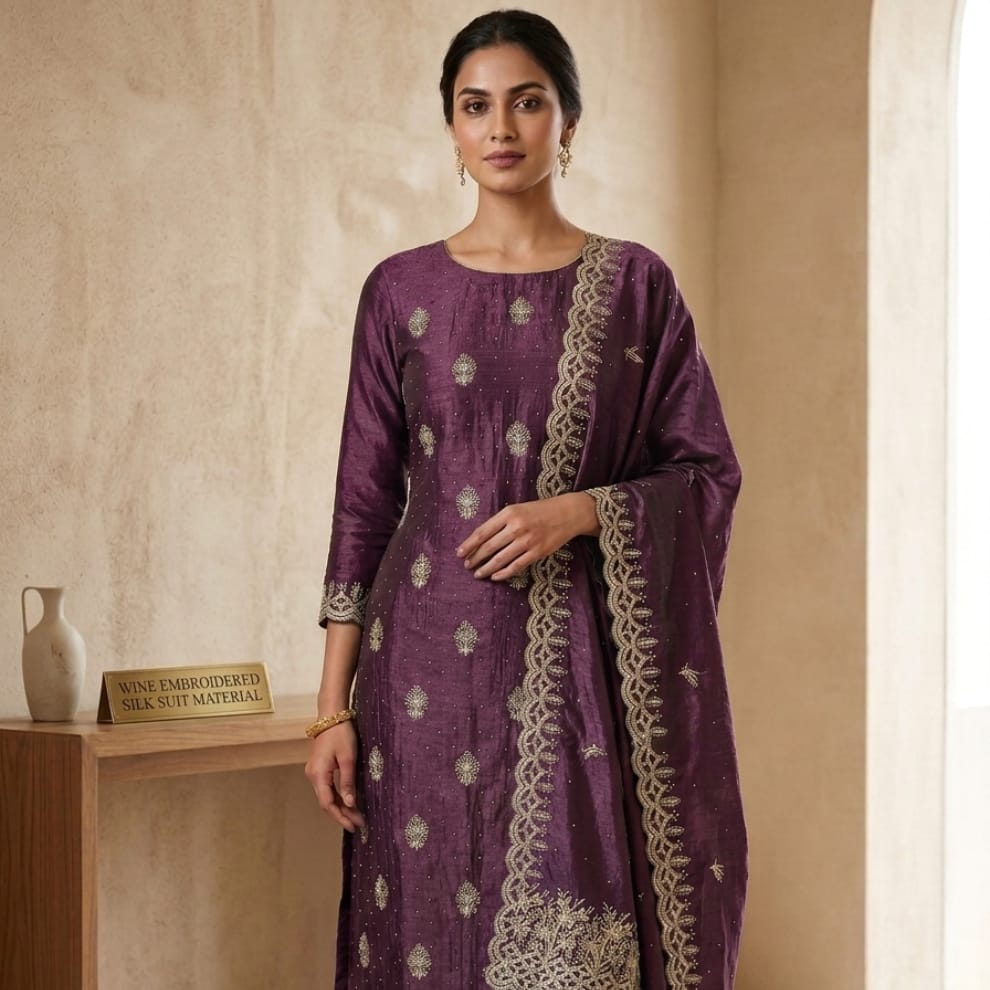 Royal Wine Shimmer Suit Set
