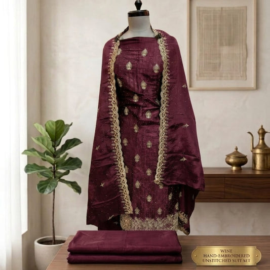 Royal Wine Shimmer Suit Set